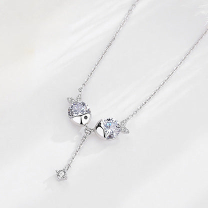 Cute Fish Kiss Zircon Necklace