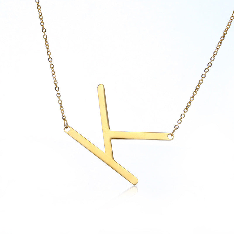Big Initial Letter Pendant Necklace, Gold Silver, and Rose Gold
