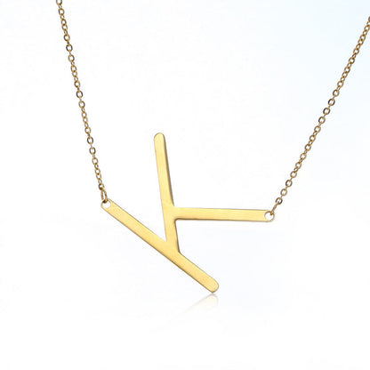 Big Initial Letter Pendant Necklace, Gold Silver, and Rose Gold
