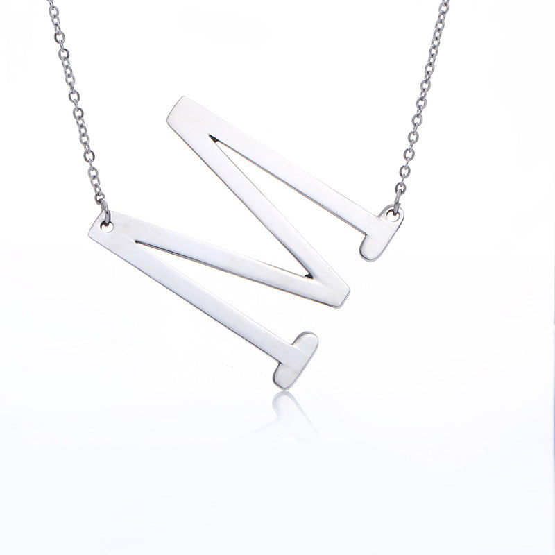 Big Initial Letter Pendant Necklace, Gold Silver, and Rose Gold