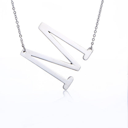 Big Initial Letter Pendant Necklace, Gold Silver, and Rose Gold