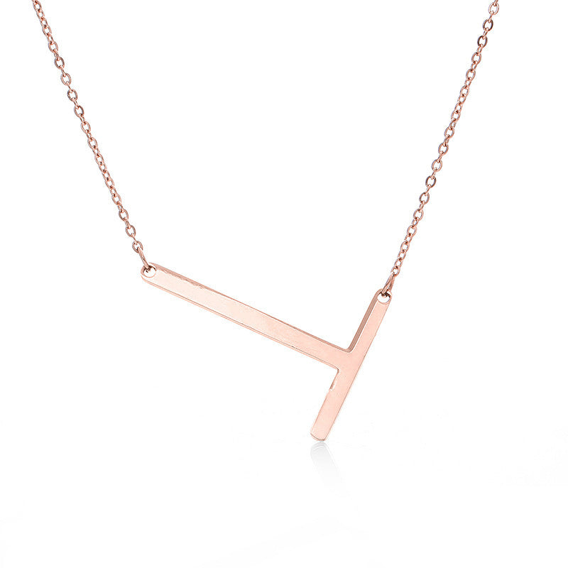 Big Initial Letter Pendant Necklace, Gold Silver, and Rose Gold