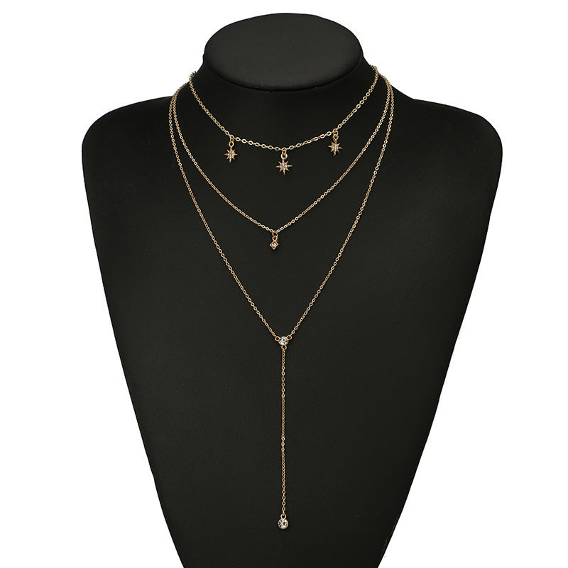 Moon and Star Multilayer Necklace Set