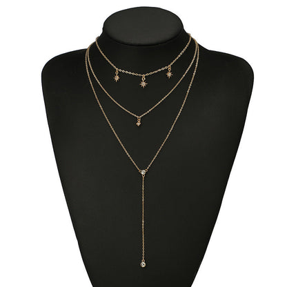 Moon and Star Multilayer Necklace Set