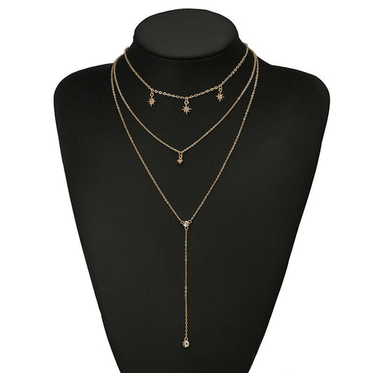 Moon and Star Multilayer Necklace Set