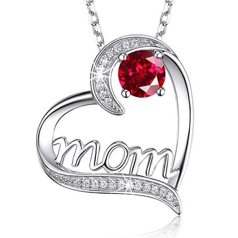 For Mom Heart Necklace with Zircon