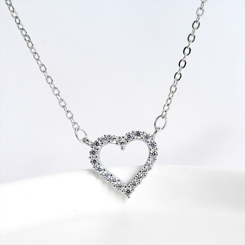 Silver Diamond Love Heart Necklace