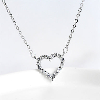 Silver Diamond Love Heart Necklace