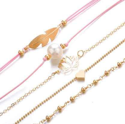 Vintage Turtle Heart Map Charm Bracelets Set
