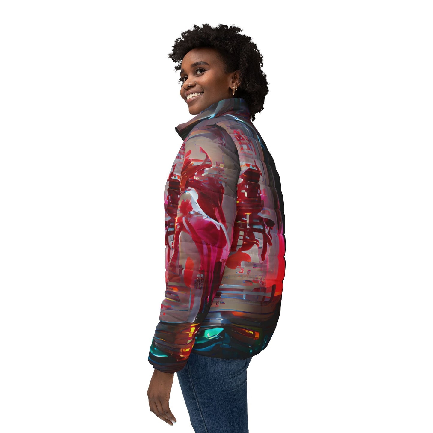 Half Black Half Báijiǔ - Womens Puffer Jacket