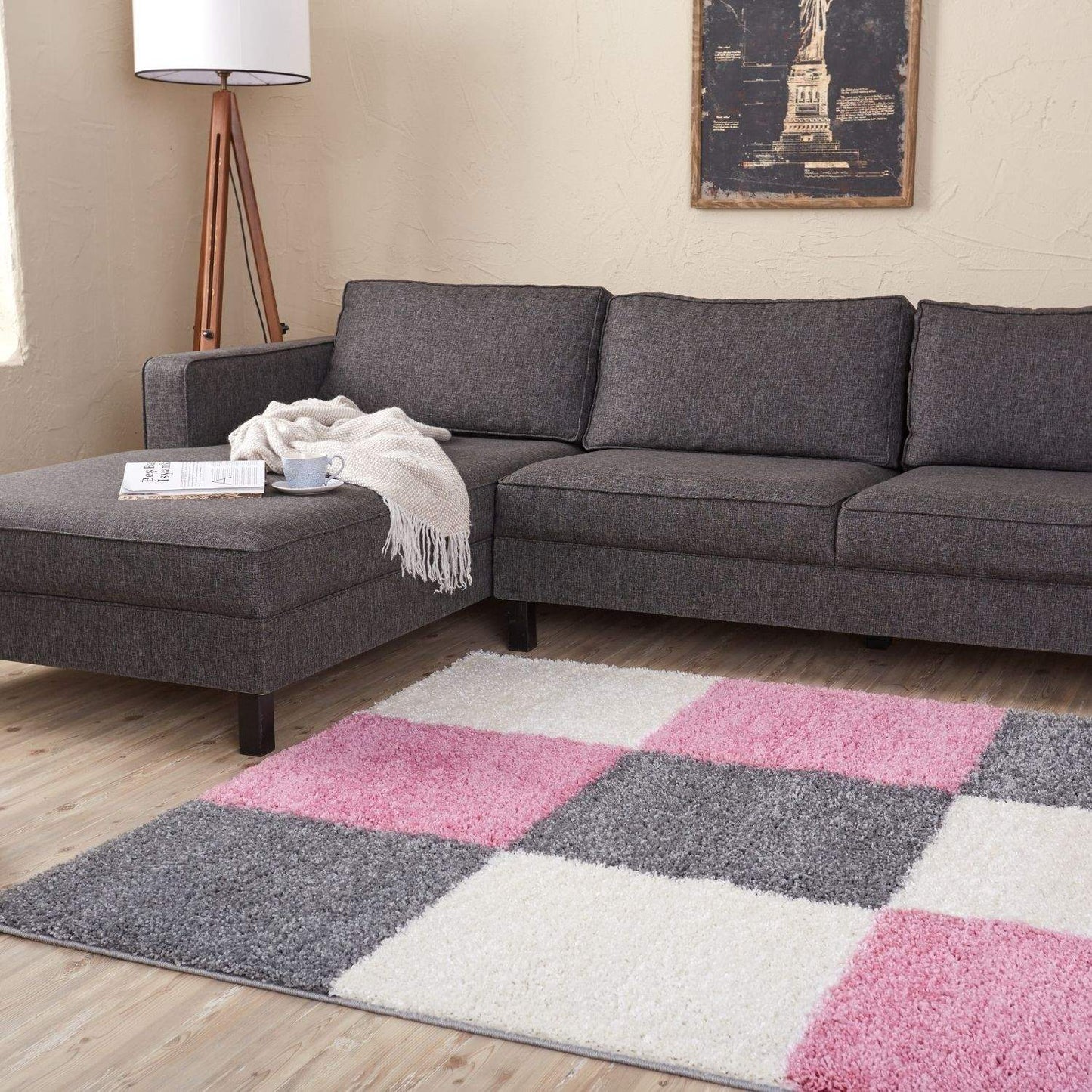 Myshaggy Geometric Pink Rug