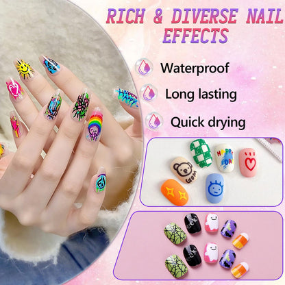 12 Color Nail Art Pens Set – 0.5mm Quick-Dry Nail Markers for DIY Nail Art