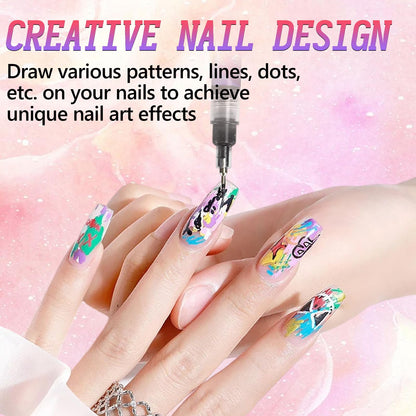 12 Color Nail Art Pens Set – 0.5mm Quick-Dry Nail Markers for DIY Nail Art