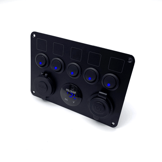 12V Camper Van 5 Way Switched Dual USB/12V Port Control Panel