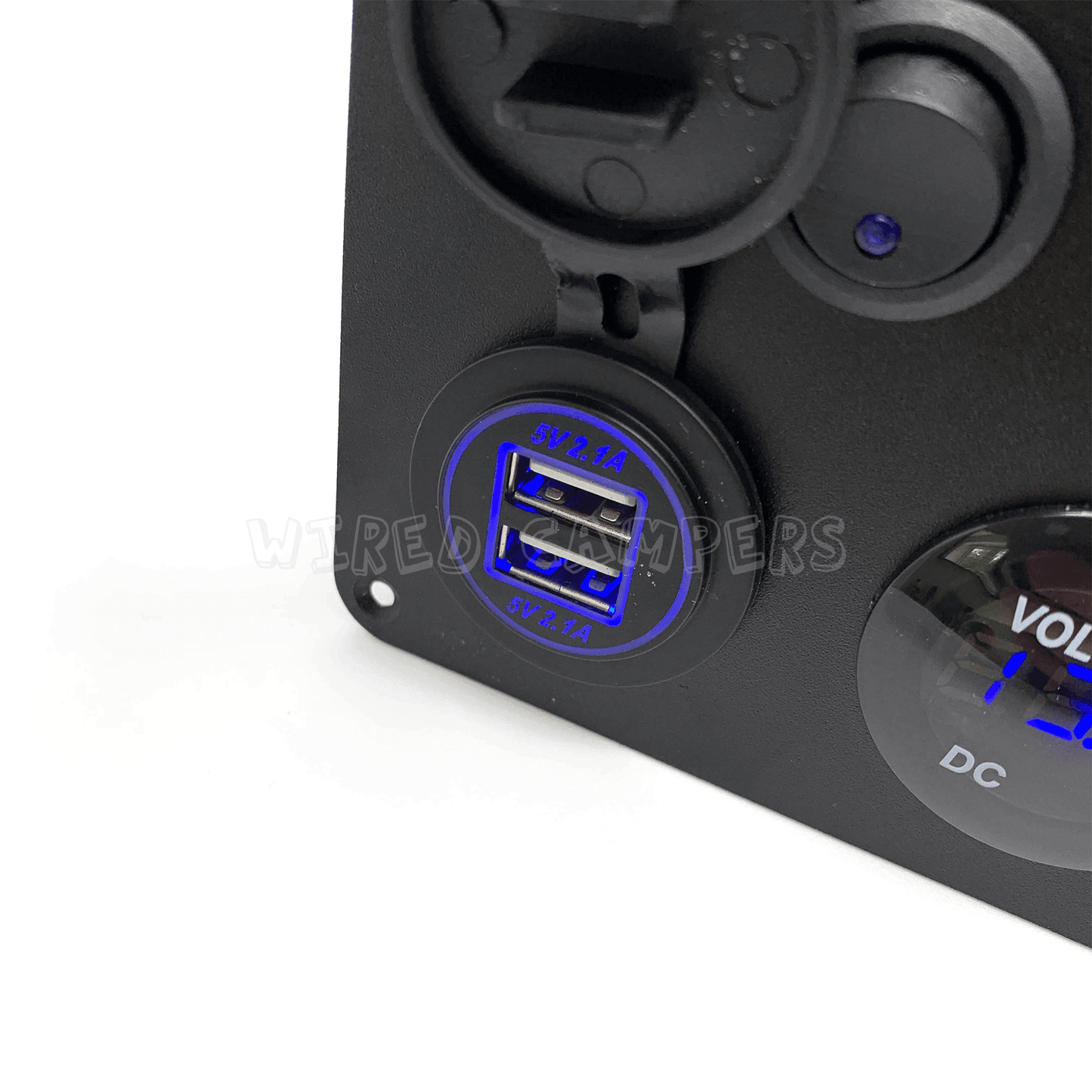 12V Camper Van 5 Way Switched Dual USB/12V Port Control Panel