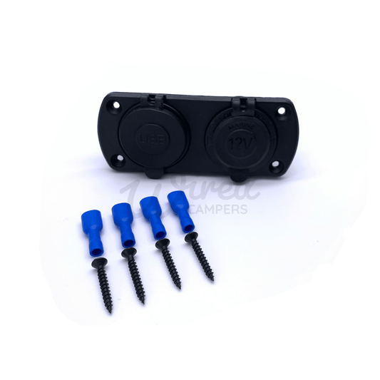 12V Camper/Caravan Mini Panel - Dual Quick Charge 2.4A USB & 12V Socket