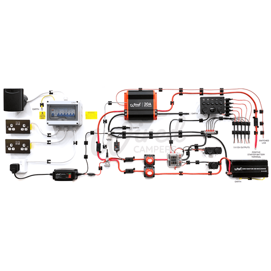 12V DC-DC & 240V Mains Hook Up & Mini Off Grid 1000W Inverter Complete Camper Van Kit