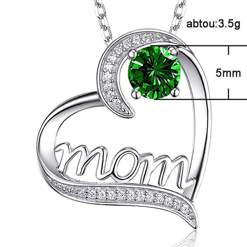 For Mom Heart Necklace with Zircon