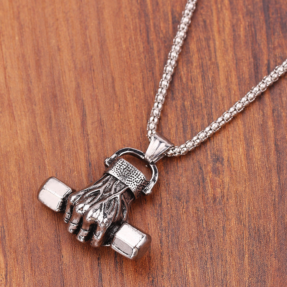 Gym Dumbbell Pendant Necklace