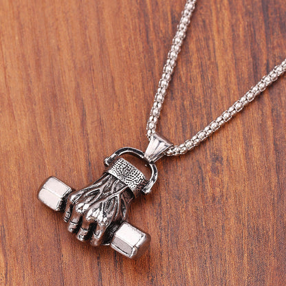 Gym Dumbbell Pendant Necklace