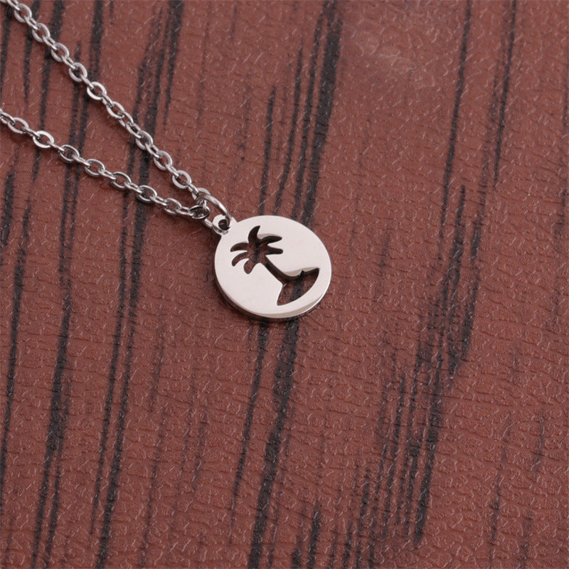 Hollow Coconut Tree Pendant Necklace