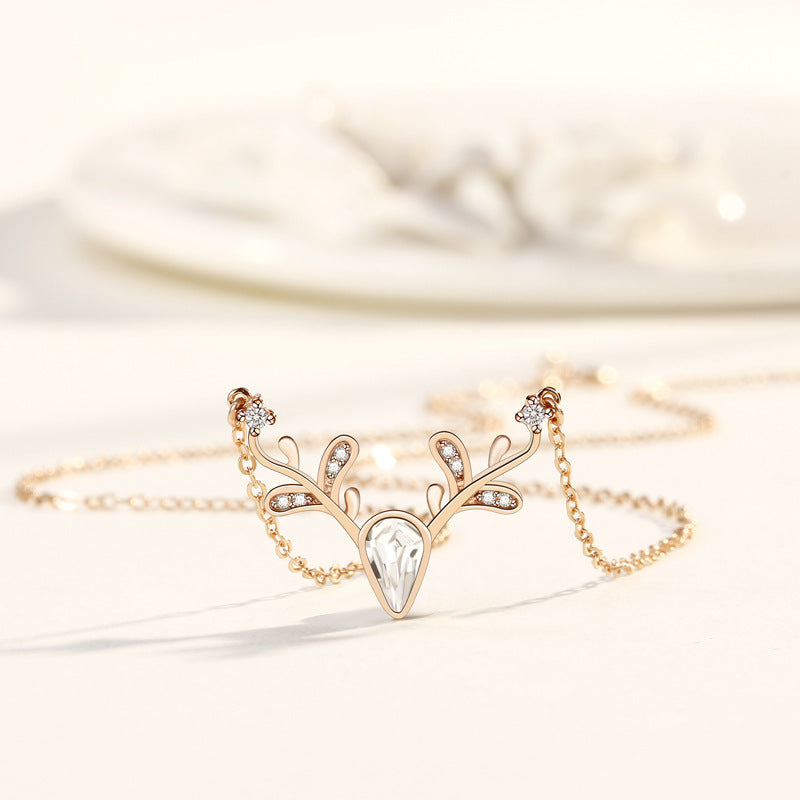 Reindeer Pendant Necklace, Gold, Silver