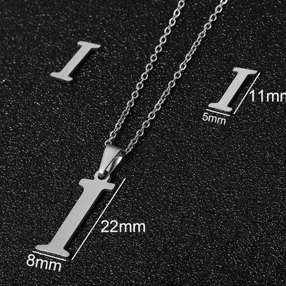 Stainless Steel Alphabet Necklace, 26 Initial Letters A–Z