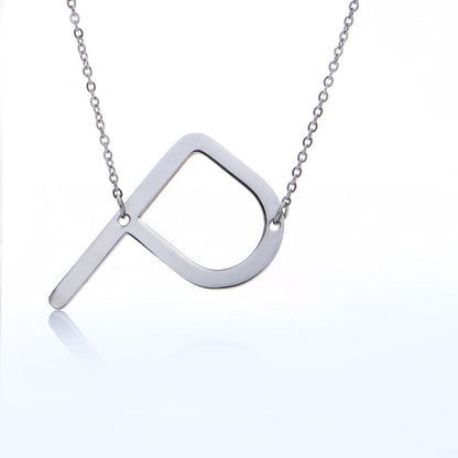 Big Initial Letter Pendant Necklace, Gold Silver, and Rose Gold