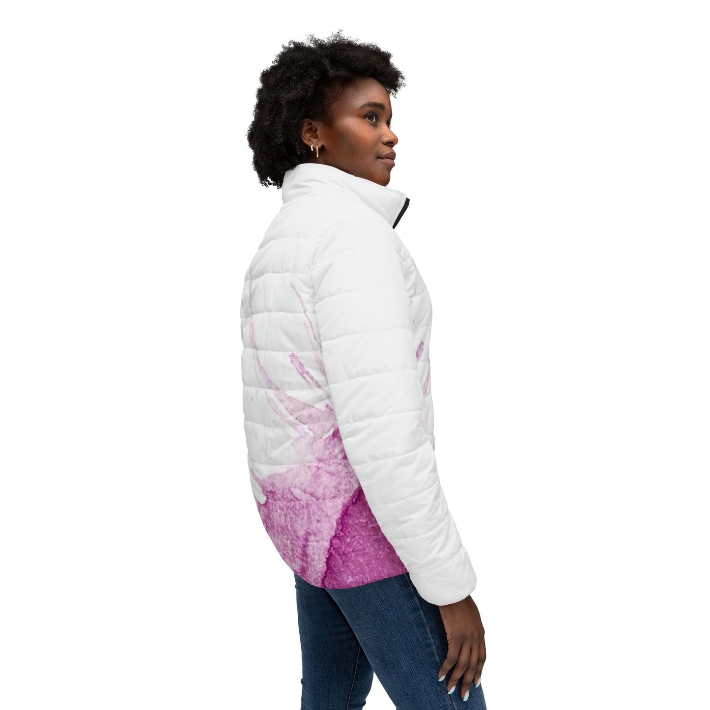 Watercolour Pink Splash - Womens Puffer Jacket