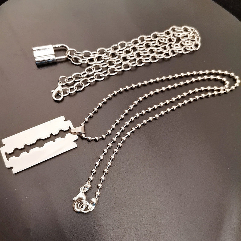 Lock Layered Chains Punk Necklace