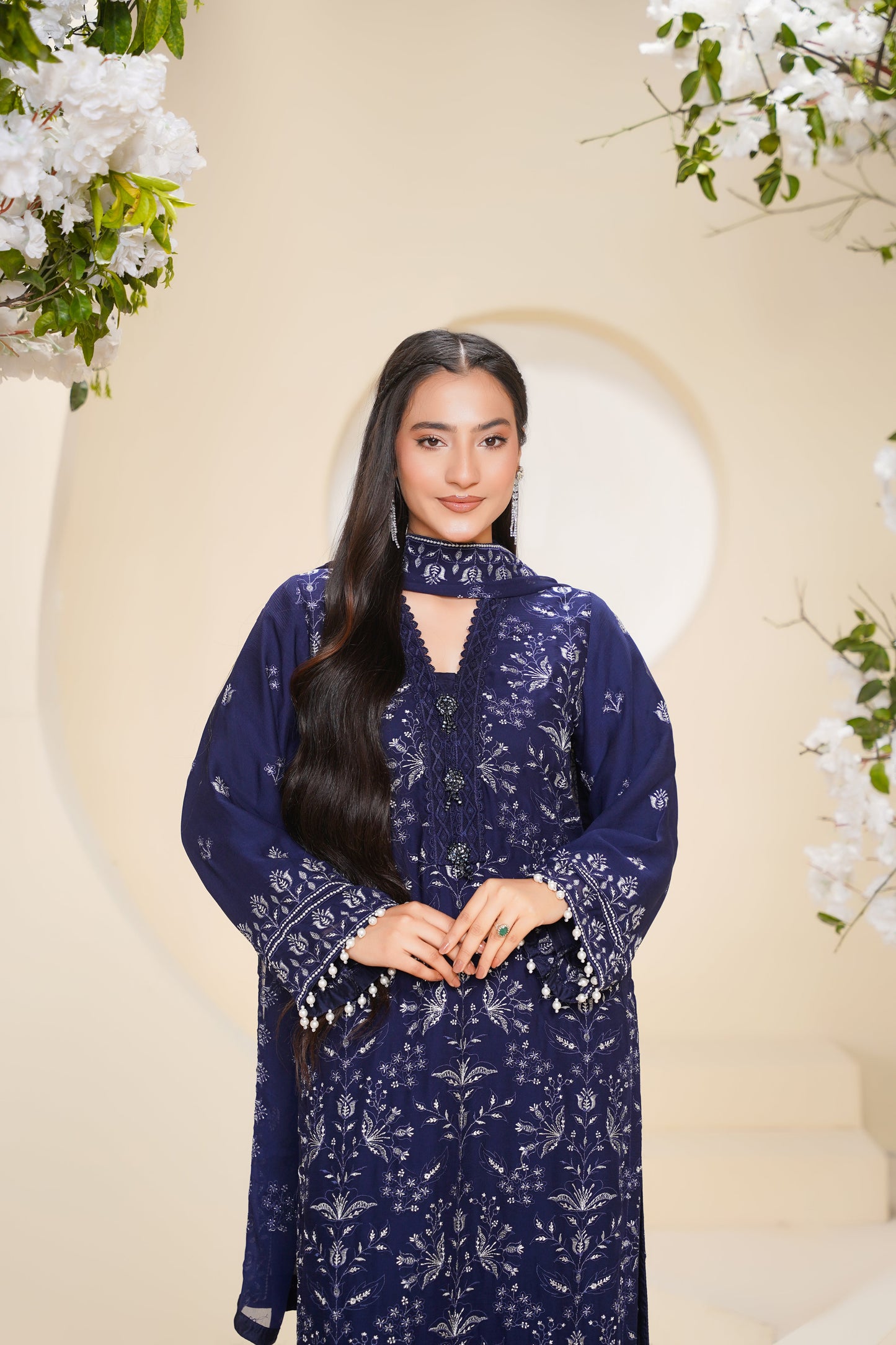 Husan e Jahan - Luxury Chiffon Outfit with Chiffon Dupatta - Ready to Wear - Eid25 - HEJBlueV2D10