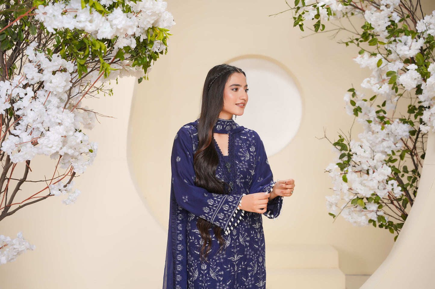 Husan e Jahan - Luxury Chiffon Outfit with Chiffon Dupatta - Ready to Wear - Eid25 - HEJBlueV2D10