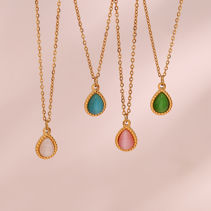 Minimalistic Water Drops Opal Earrings & Necklace