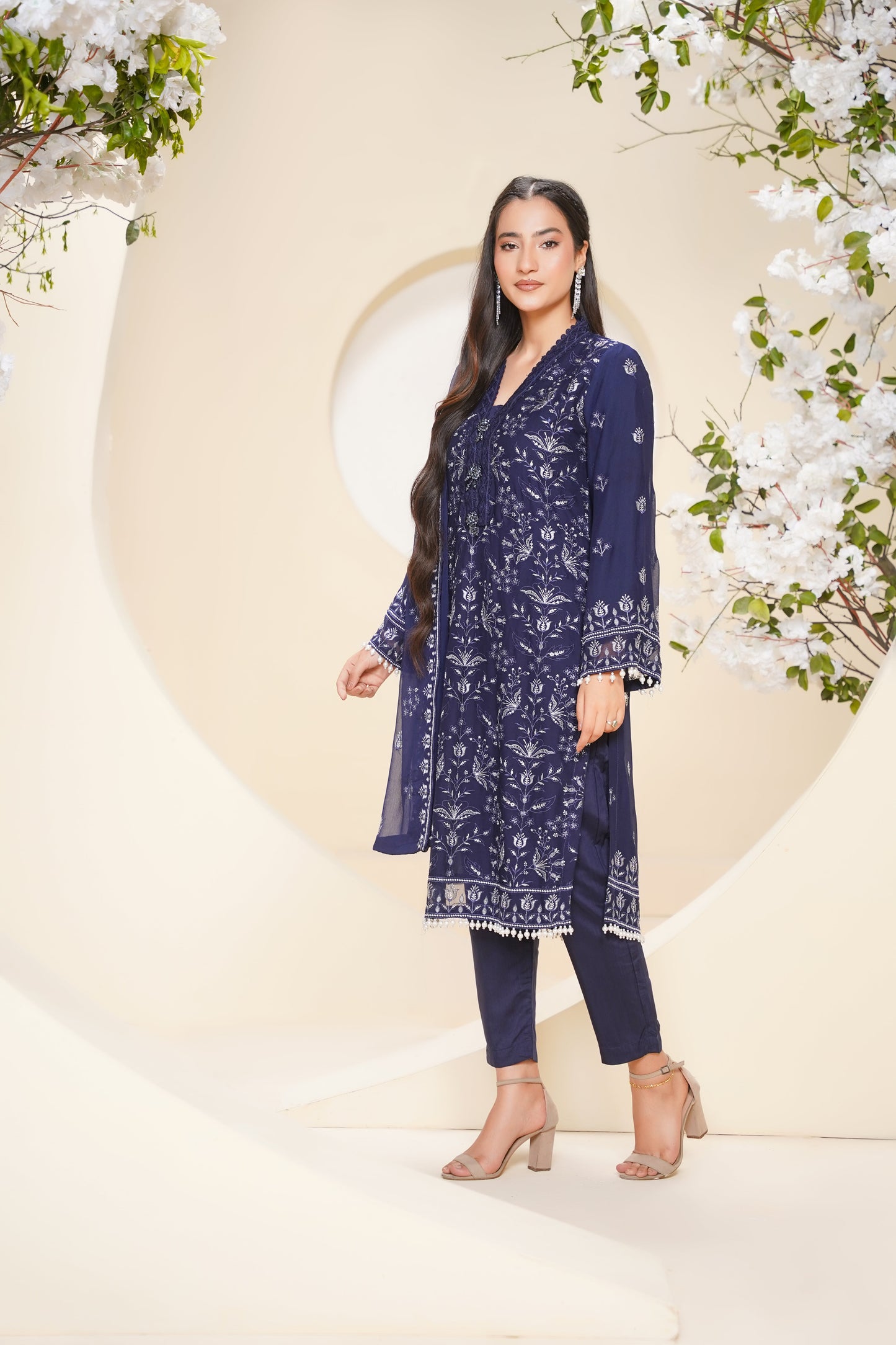 Husan e Jahan - Luxury Chiffon Outfit with Chiffon Dupatta - Ready to Wear - Eid25 - HEJBlueV2D10