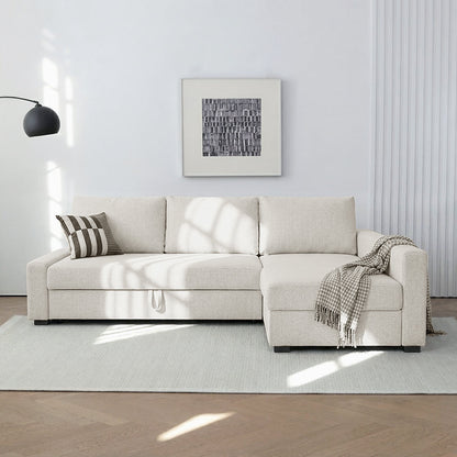 Edwards Three Seater Corner Sofa Bed With Storage, Linen