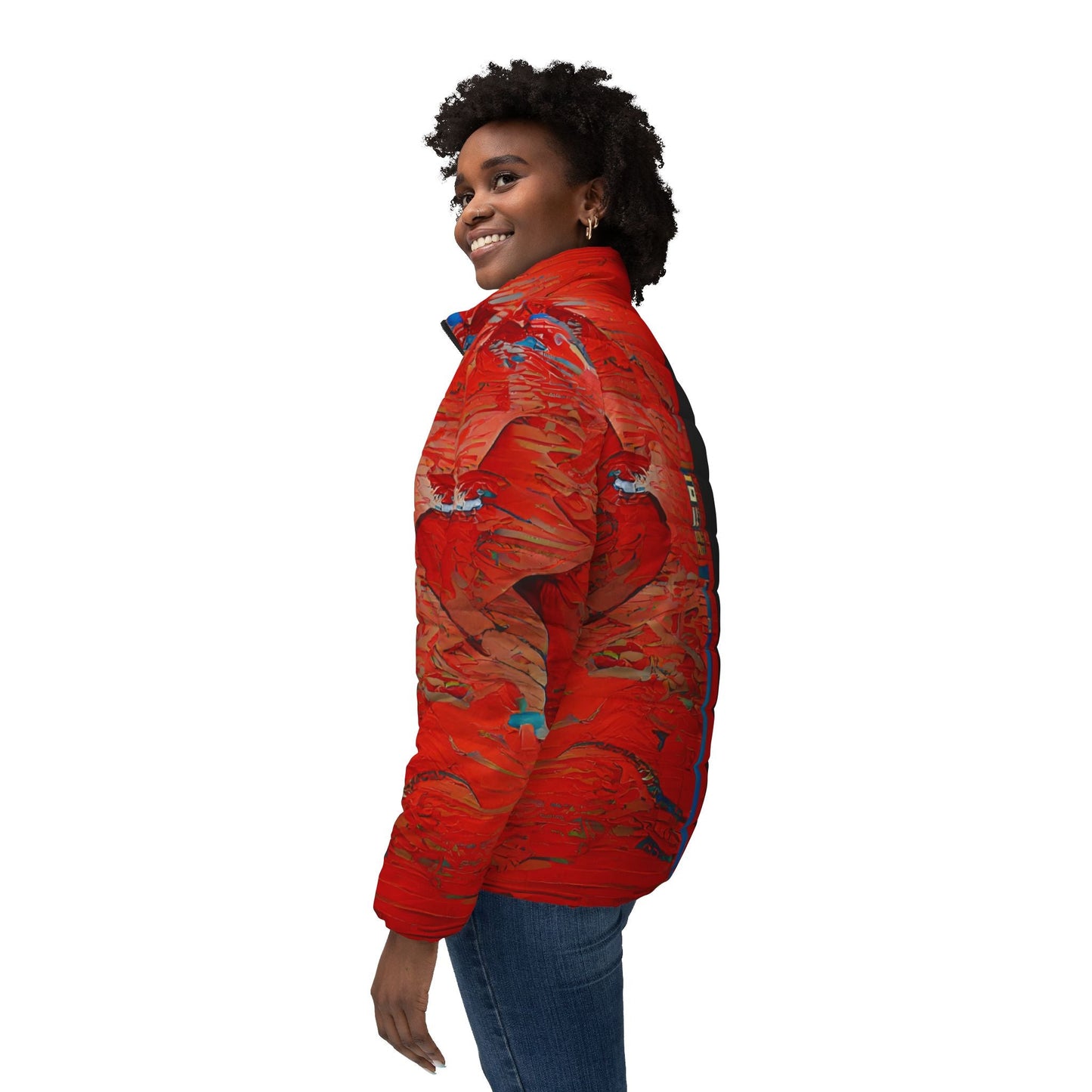 Half Black Half Hónghǎi - Womens Puffer Jacket