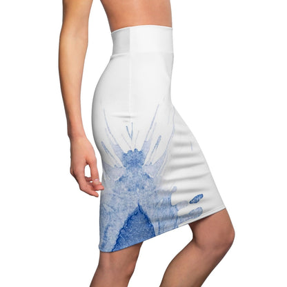 Watercolour Blue Splash - Womens Pencil Skirt