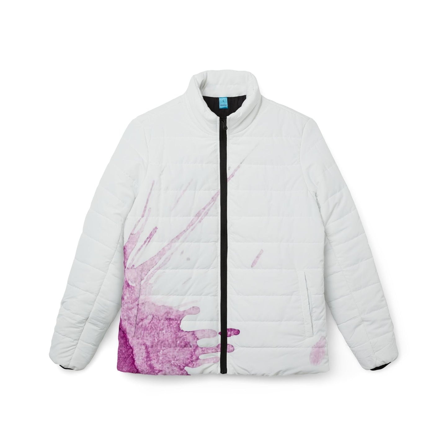 Watercolour Pink Splash - Womens Puffer Jacket