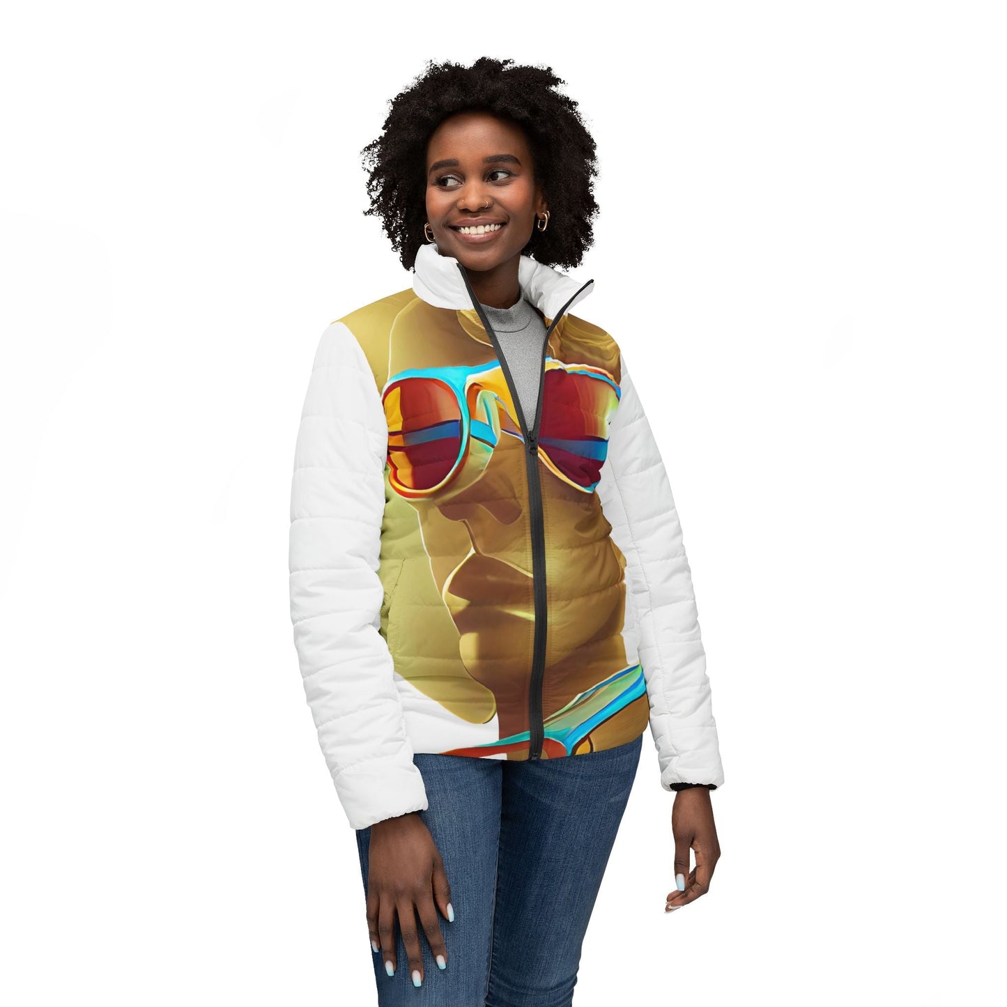 Retro Cool White - Womens Puffer Jacket