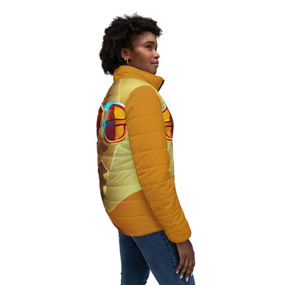 Retro Cool Orange - Womens Puffer Jacket