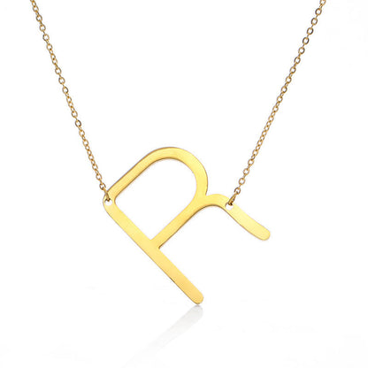 Big Initial Letter Pendant Necklace, Gold Silver, and Rose Gold