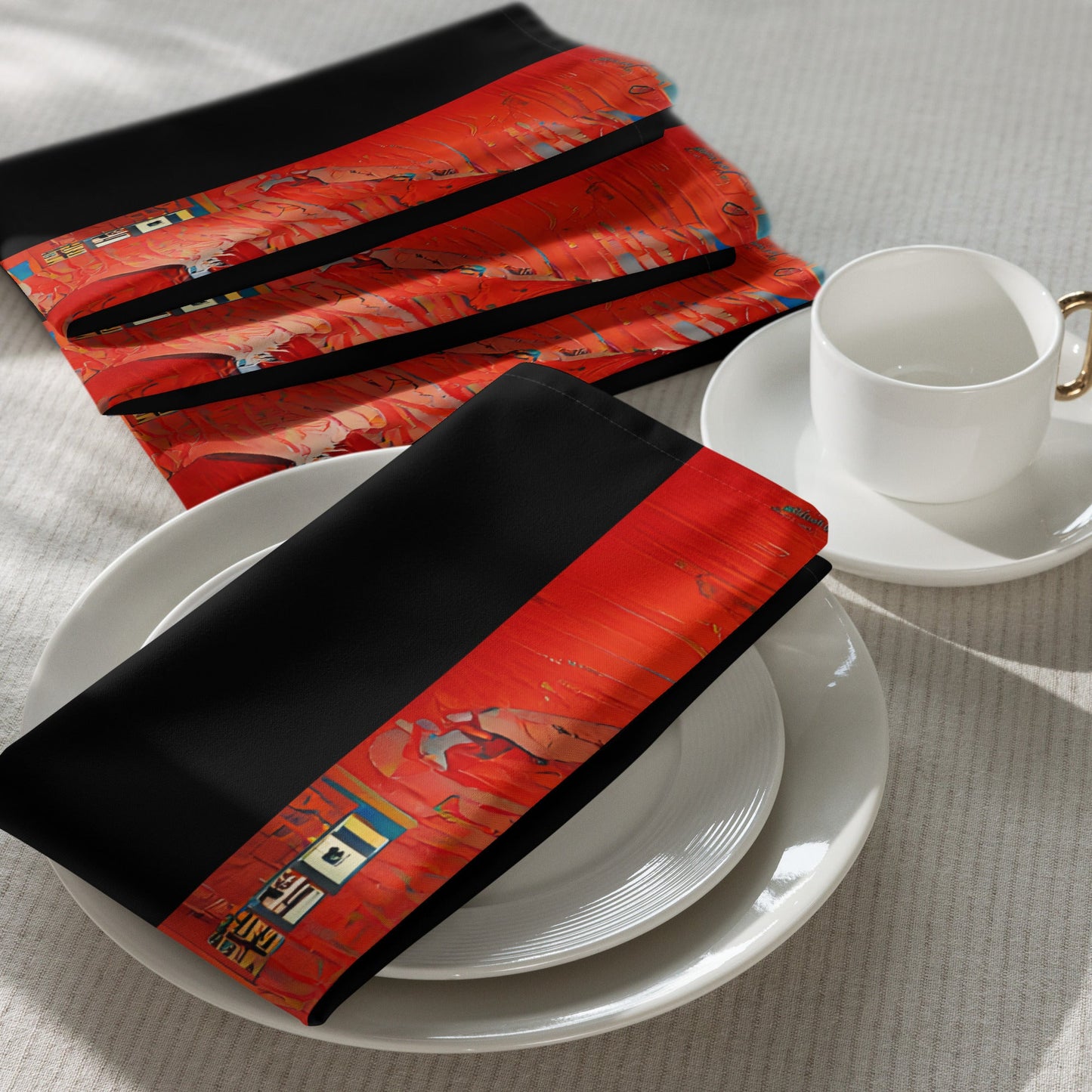 Half Black Half Hónghǎi - Cloth Napkin Set