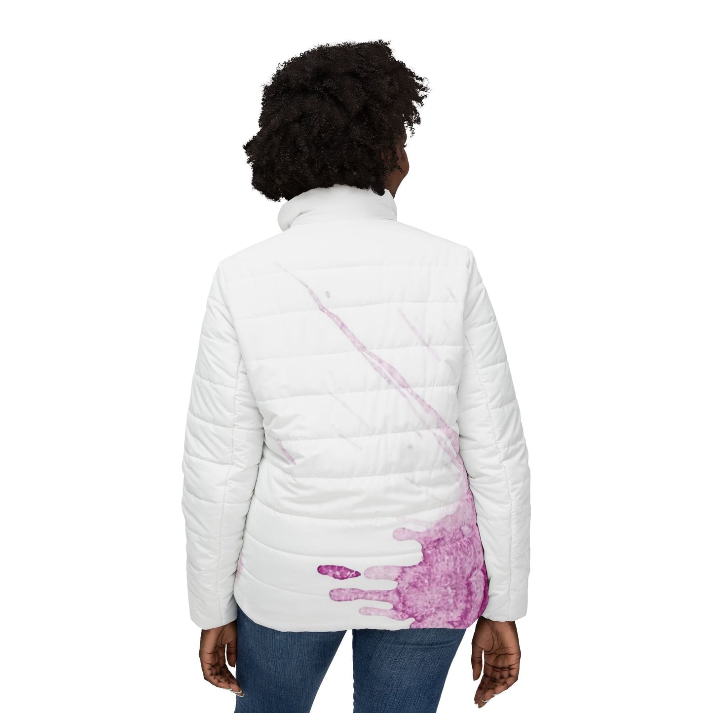 Watercolour Pink Splash - Womens Puffer Jacket