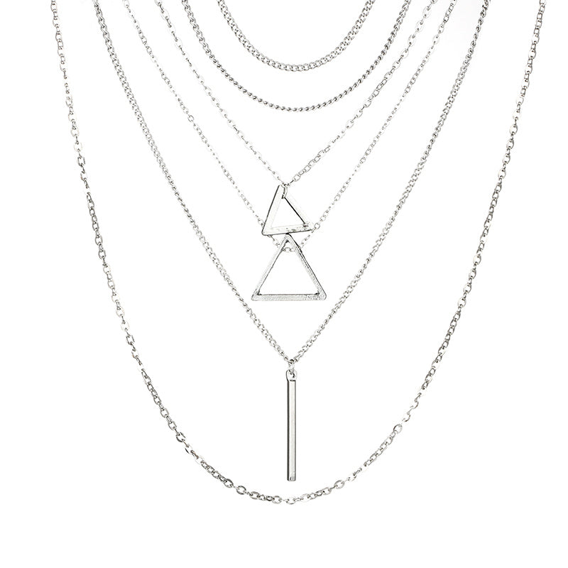 Triangle Bar Pendant Multilayer Necklace