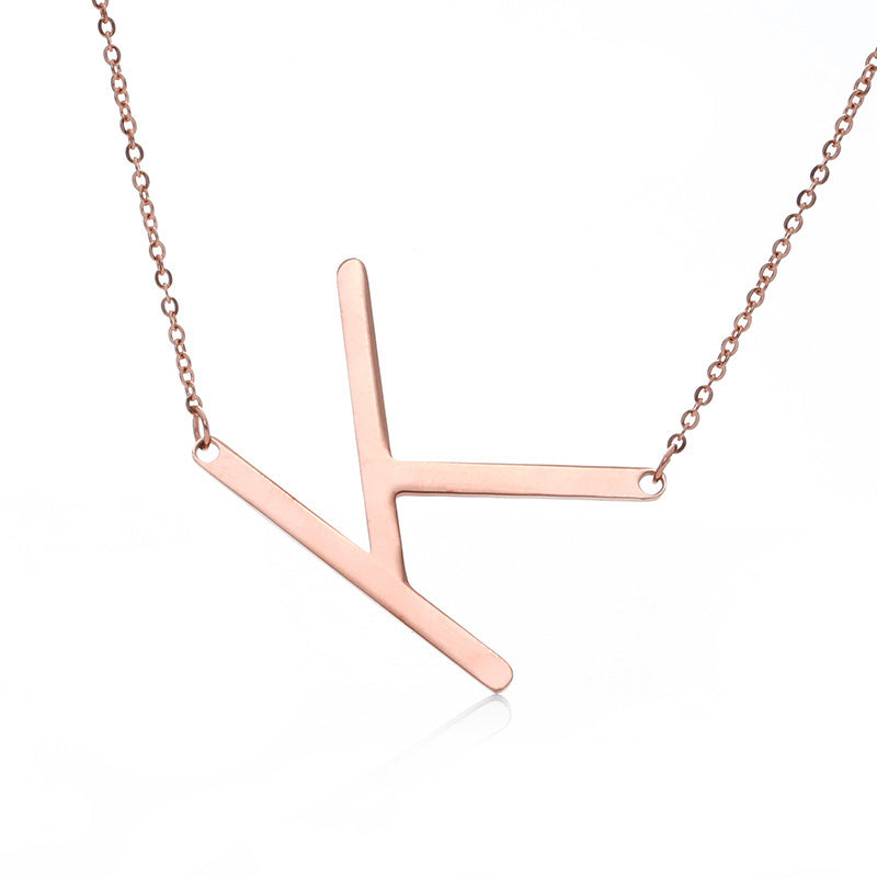 Big Initial Letter Pendant Necklace, Gold Silver, and Rose Gold