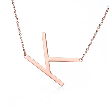Big Initial Letter Pendant Necklace, Gold Silver, and Rose Gold