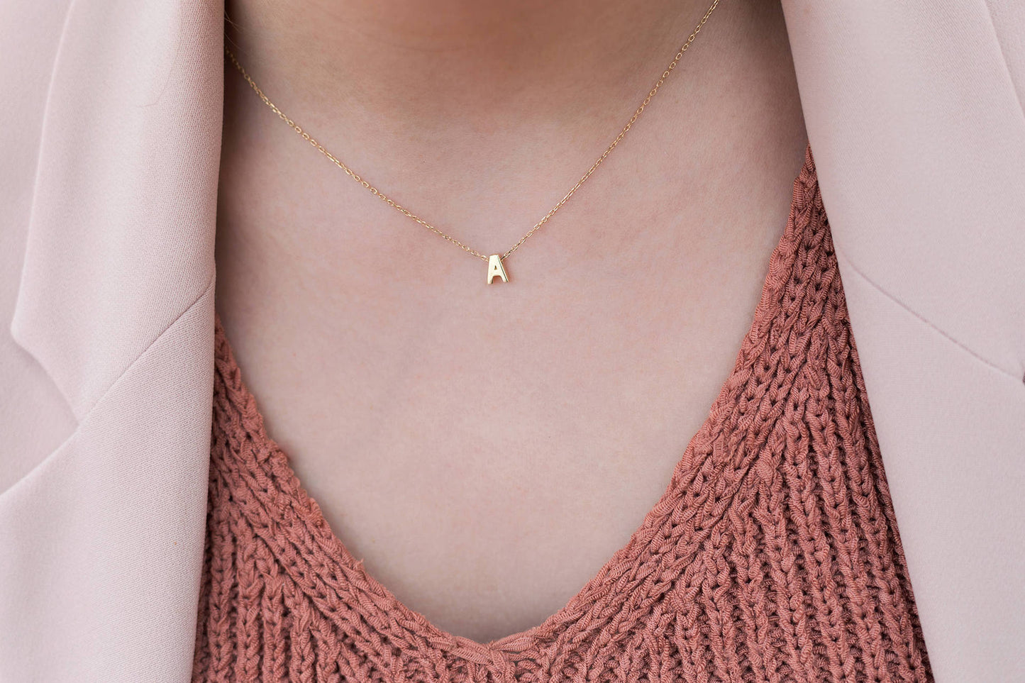 Tiny Initial Necklace, Gold & Silver