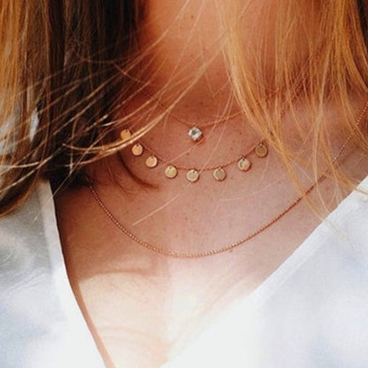 Eye Pendant, Crystal Star, Multi Layer Necklaces