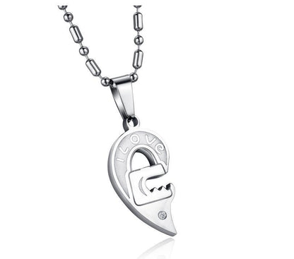 2-Piece Heart Key Couple Necklace Set