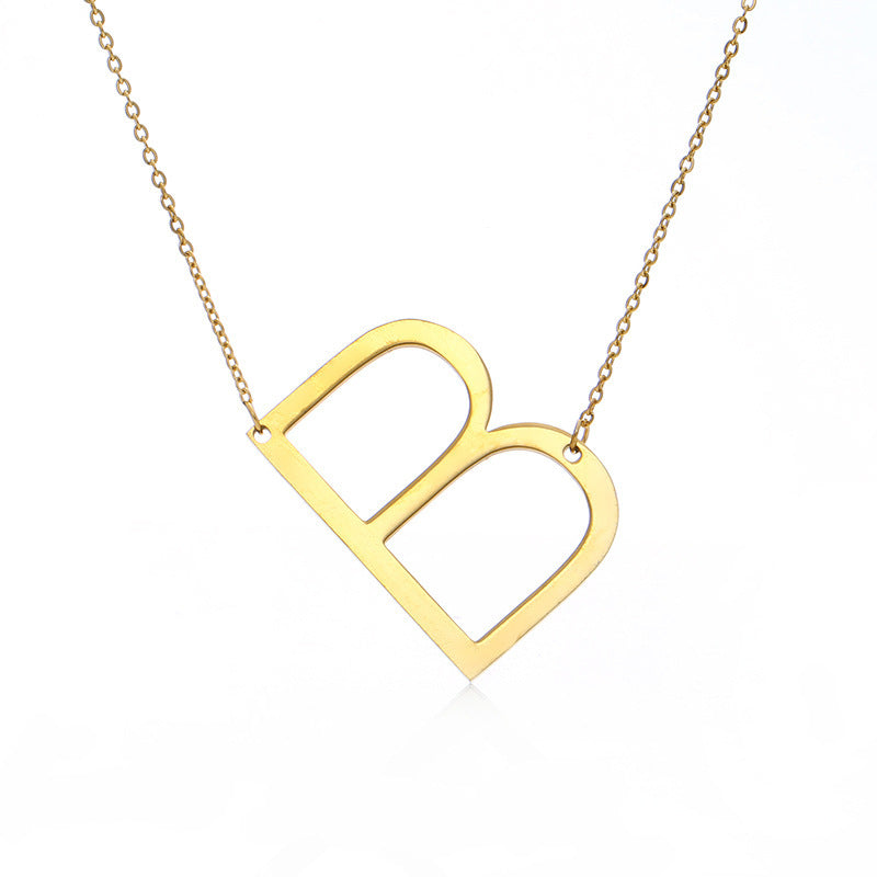 Big Initial Letter Pendant Necklace, Gold Silver, and Rose Gold
